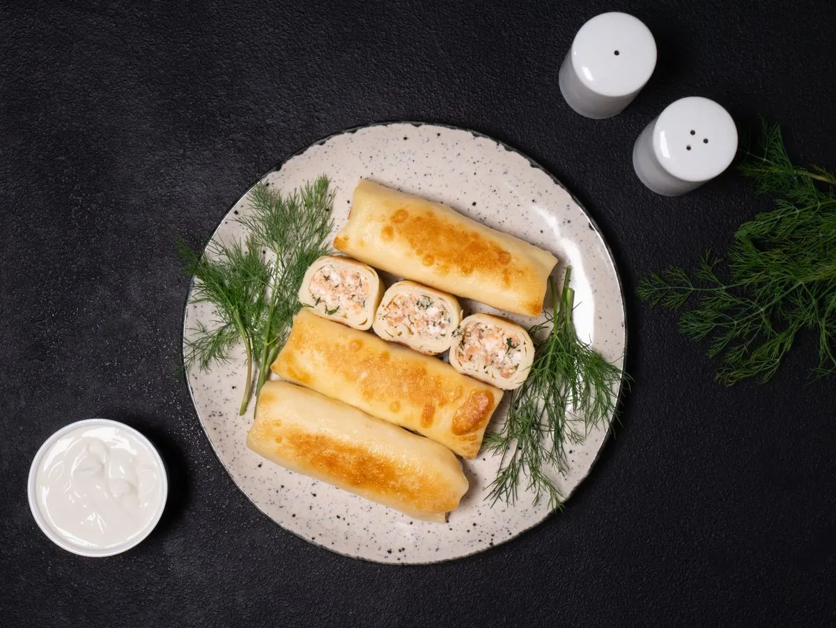 Salmon and cheese crepes
