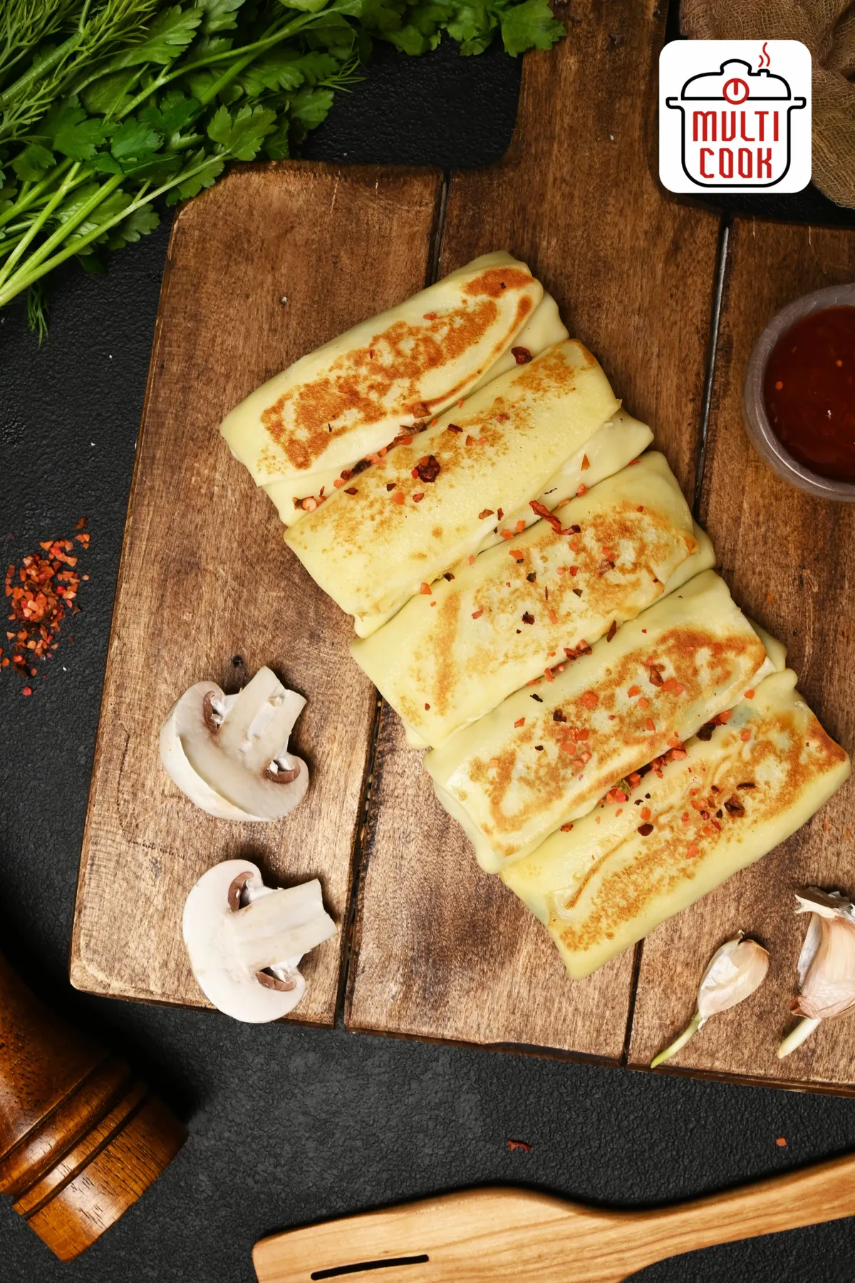 Chicken and mushroom crepes