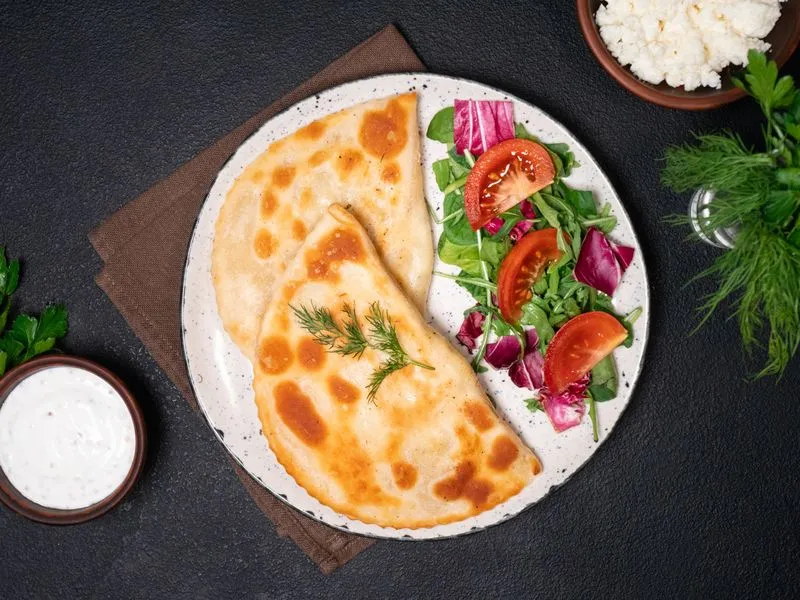 Cheese and herbs chebureki