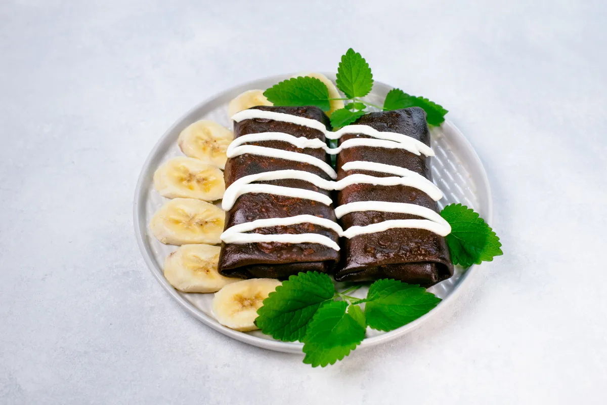 Frozen Chocolate Crepes With Banana And Cheese