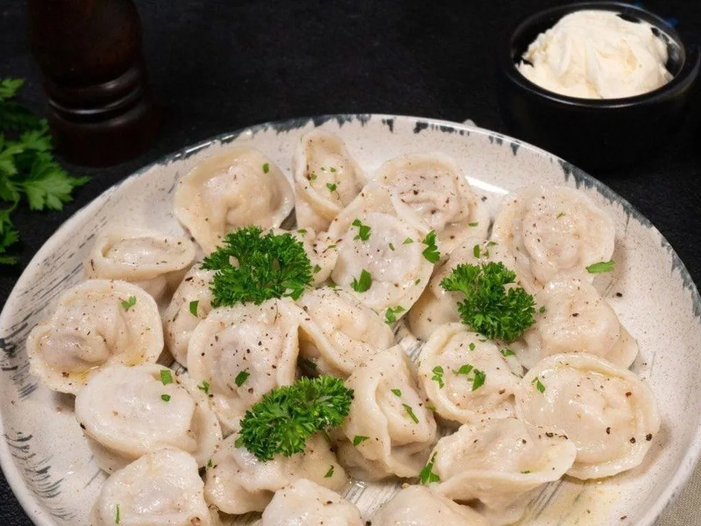 Pork and beef  dumplings  (meat pelmeni)