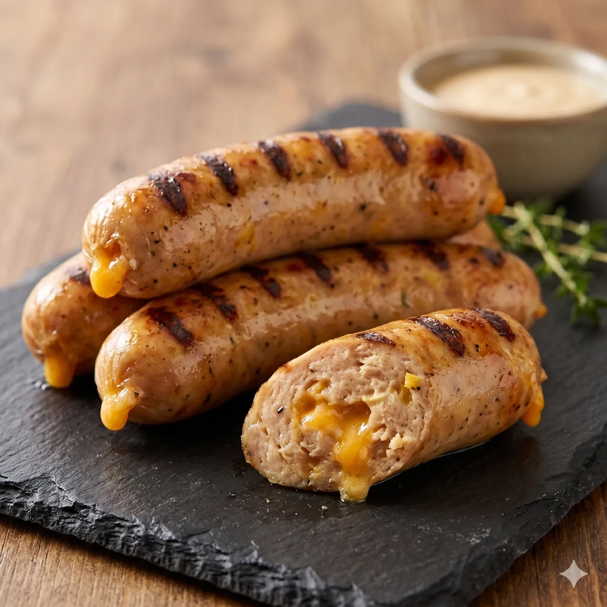 Grilled chicken and cheese sausage