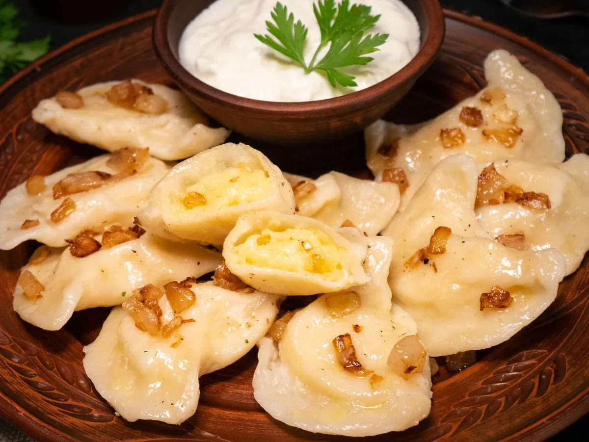 Potato Pierogi With Bacon Crisps